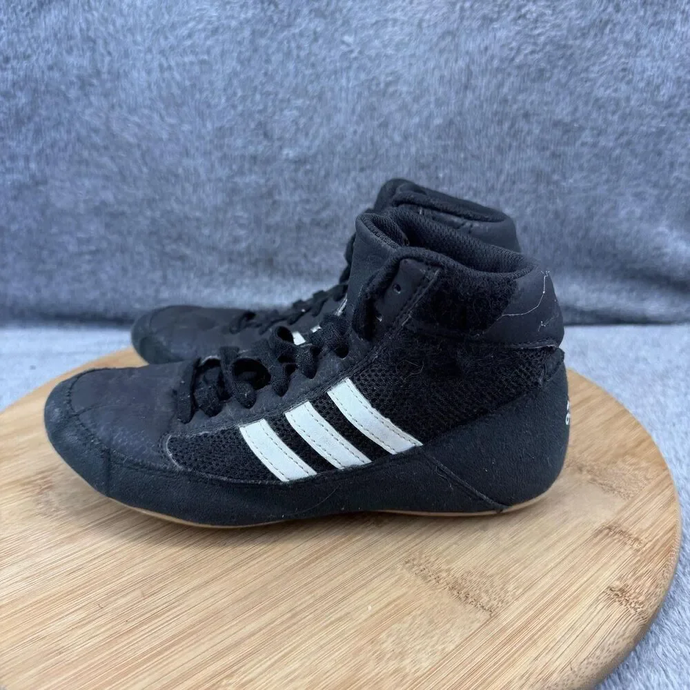 Adidas Wrestling Shoes Boys Size 3.5 Black Mesh Athletic Youth Sneakers AQ3327